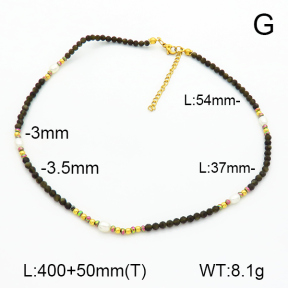 Stainless Steel Necklace  Gold Obsidian & Hematite & Cultured Freshwater Pearls  7N4000413ahpv-908