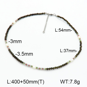 Stainless Steel Necklace  Gold Obsidian & Hematite & Cultured Freshwater Pearls  7N4000414vhov-908