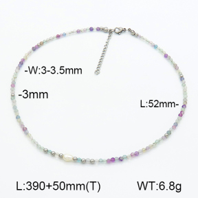 Stainless Steel Necklace  Fluorite & Cultured Freshwater Pearls  7N4000422vhov-908