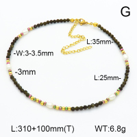 Stainless Steel Necklace  Gold Obsidian & Hematite & Cultured Freshwater Pearls  7N4000433vhov-908