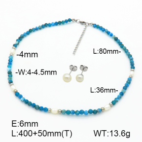 Stainless Steel Sets  Apatite & Cultured Freshwater Pearls  7S0000494bika-908