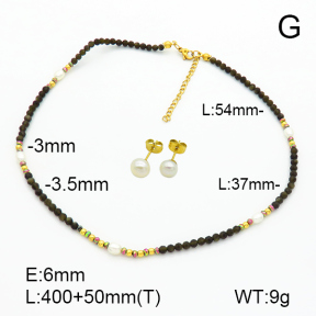 Stainless Steel Sets  Gold Obsidian & Hematite & Cultured Freshwater Pearls  7S0000495biib-908