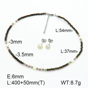 Stainless Steel Sets  Gold Obsidian & Hematite & Cultured Freshwater Pearls  7S0000496aivb-908