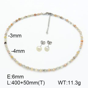 Stainless Steel Sets  Sunstone & Cultured Freshwater Pearls  7S0000498aija-908