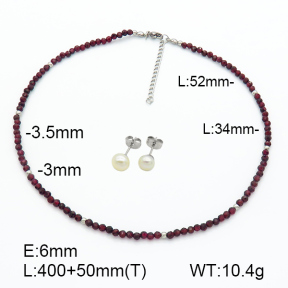 Stainless Steel Sets  Garnet & Cultured Freshwater Pearls  7S0000506aivb-908