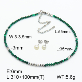 Stainless Steel Sets  Malachite & Hematite & Cultured Freshwater Pearls  7S0000508aivb-908