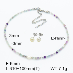 Stainless Steel Sets  Fluorite & Cultured Freshwater Pearls  7S0000512ahpv-908