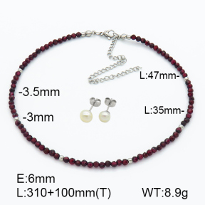 Stainless Steel Sets  Garnet & Cultured Freshwater Pearls  7S0000514ahpv-908