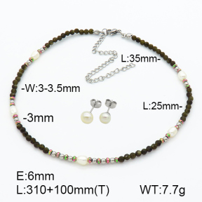 Stainless Steel Sets  Gold Obsidian & Hematite & Cultured Freshwater Pearls  7S0000516ahpv-908