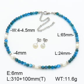 Stainless Steel Sets  Apatite & Cultured Freshwater Pearls  7S0000518aija-908