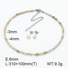 Stainless Steel Sets  Sunstone & Cultured Freshwater Pearls  7S0000520biib-908