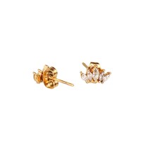 Zircon,Handmade Polished  Crown  PVD Vacuum plating gold  Stainless Steel Earrings  weight:0.8g  E:6x10mm  GEE000377bhia-066