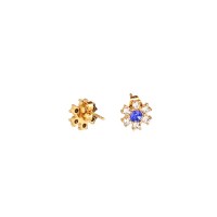 Zircon,Handmade Polished  Flower  PVD Vacuum plating gold  Stainless Steel Earrings  weight:1.8g  E:10mm  GEE000380bhia-066