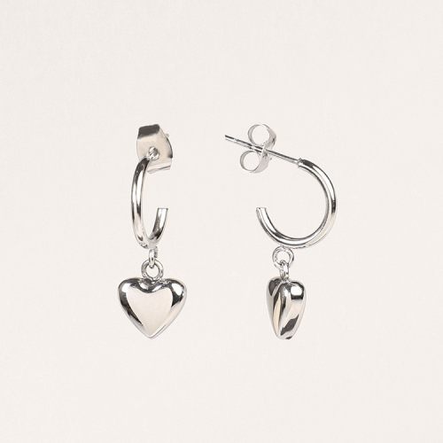Handmade Polished  Heart  True Color  Stainless Steel Earrings  weight:3.5g  E:8x9mm  GEE000402vbpb-113B