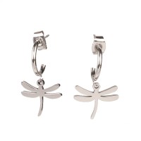 Handmade Polished  Dragonfly  True Color  Stainless Steel Earrings  weight:1.8g  E:12x15mm  GEE000410vbpb-113B