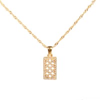 Czech Stones,Handmade Polished  Rectangle  PVD Vacuum plating gold  Stainless Steel Necklace  weight:4.2g  P:18x10mm N:420x2mm  GEN000474vhkb-066