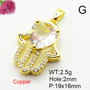 Fashion Copper Pendant  Micro Pave Cubic Zirconia  XFPC04381aajl-L024