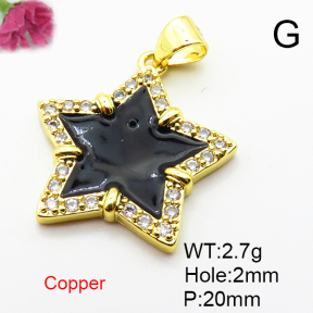 Fashion Copper Pendant  Micro Pave Cubic Zirconia & Enamel  XFPC04440aajl-L024