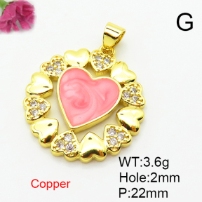 Fashion Copper Pendant  Micro Pave Cubic Zirconia & Enamel  XFPC04450baka-L024