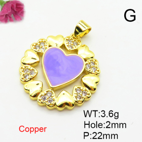 Fashion Copper Pendant  Micro Pave Cubic Zirconia & Enamel  XFPC04456baka-L024