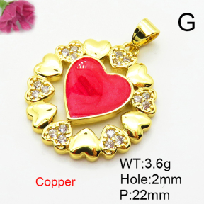 Fashion Copper Pendant  Micro Pave Cubic Zirconia & Enamel  XFPC04458baka-L024