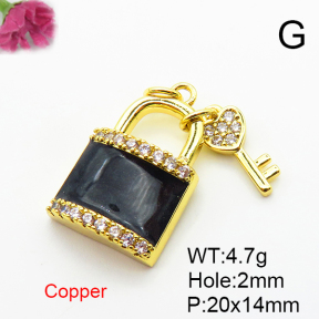 Fashion Copper Pendant  Micro Pave Cubic Zirconia & Enamel  XFPC04461baka-L024