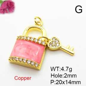 Fashion Copper Pendant  Micro Pave Cubic Zirconia & Enamel  XFPC04463baka-L024