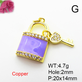 Fashion Copper Pendant  Micro Pave Cubic Zirconia & Enamel  XFPC04465baka-L024