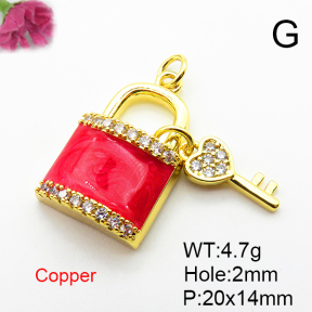 Fashion Copper Pendant  Micro Pave Cubic Zirconia & Enamel  XFPC04467baka-L024