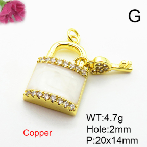 Fashion Copper Pendant  Micro Pave Cubic Zirconia & Enamel  XFPC04469baka-L024