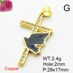 Fashion Copper Pendant  Micro Pave Cubic Zirconia & Enamel  XFPC04472aajl-L024