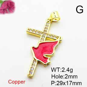 Fashion Copper Pendant  Micro Pave Cubic Zirconia & Enamel  XFPC04474aajl-L024