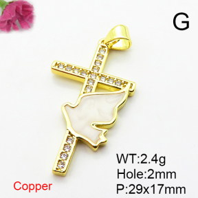 Fashion Copper Pendant  Micro Pave Cubic Zirconia & Enamel  XFPC04476aajl-L024