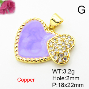Fashion Copper Pendant  Micro Pave Cubic Zirconia & Enamel  XFPC04479aajl-L024