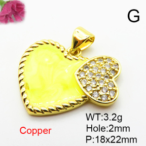 Fashion Copper Pendant  Micro Pave Cubic Zirconia & Enamel  XFPC04485aajl-L024
