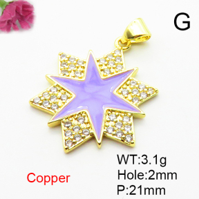 Fashion Copper Pendant  Micro Pave Cubic Zirconia & Enamel  XFPC04488baka-L024