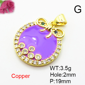 Fashion Copper Pendant  Micro Pave Cubic Zirconia & Enamel  XFPC04497aajl-L024