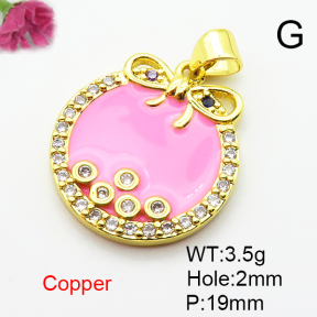 Fashion Copper Pendant  Micro Pave Cubic Zirconia & Enamel  XFPC04499aajl-L024