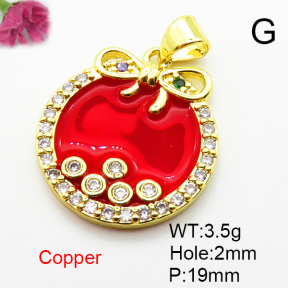 Fashion Copper Pendant  Micro Pave Cubic Zirconia & Enamel  XFPC04501aajl-L024