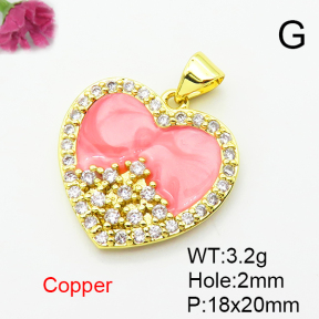 Fashion Copper Pendant  Micro Pave Cubic Zirconia & Enamel  XFPC04504aajl-L024