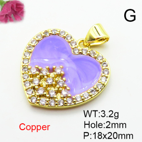 Fashion Copper Pendant  Micro Pave Cubic Zirconia & Enamel  XFPC04506aajl-L024