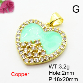 Fashion Copper Pendant  Micro Pave Cubic Zirconia & Enamel  XFPC04510aajl-L024