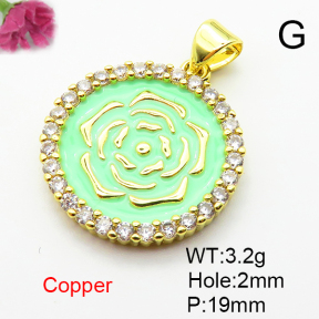 Fashion Copper Pendant  Micro Pave Cubic Zirconia & Enamel  XFPC04522aajl-L024