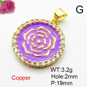 Fashion Copper Pendant  Micro Pave Cubic Zirconia & Enamel  XFPC04524aajl-L024