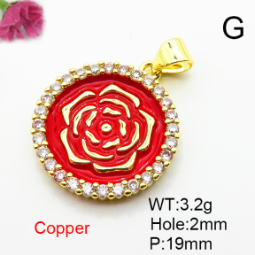 Fashion Copper Pendant  Micro Pave Cubic Zirconia & Enamel  XFPC04526aajl-L024