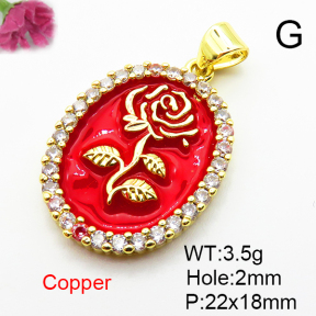 Fashion Copper Pendant  Micro Pave Cubic Zirconia & Enamel  XFPC04531aajl-L024