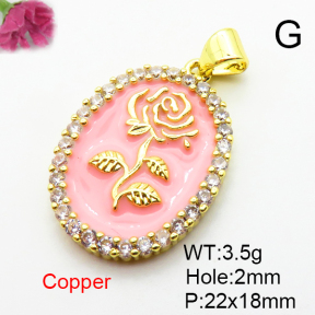 Fashion Copper Pendant  Micro Pave Cubic Zirconia & Enamel  XFPC04533aajl-L024