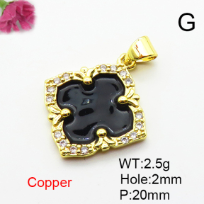 Fashion Copper Pendant  Micro Pave Cubic Zirconia & Enamel  XFPC04536aajl-L024