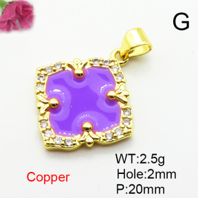 Fashion Copper Pendant  Micro Pave Cubic Zirconia & Enamel  XFPC04542aajl-L024