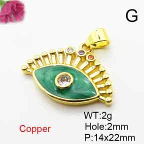 Fashion Copper Pendant  Cubic Zirconia & Enamel  XFPC04610avja-L024